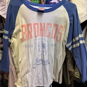 Broncos  Raglan Shirt - Blue and White